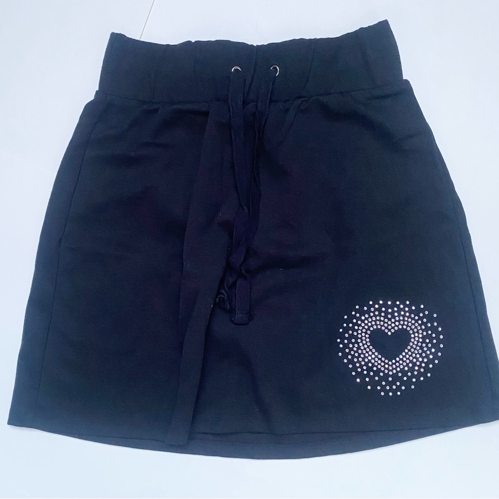 Black Heart Embellished Women's Skirt